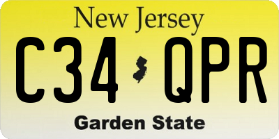 NJ license plate C34QPR