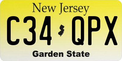 NJ license plate C34QPX