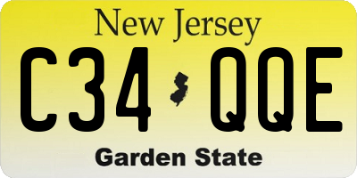 NJ license plate C34QQE
