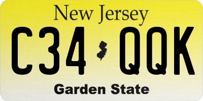 NJ license plate C34QQK