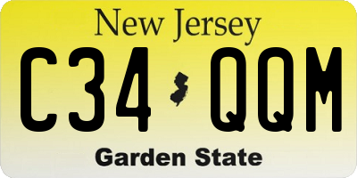 NJ license plate C34QQM