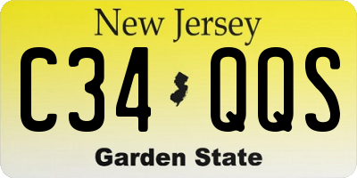 NJ license plate C34QQS