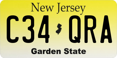 NJ license plate C34QRA