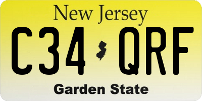 NJ license plate C34QRF