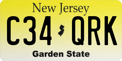 NJ license plate C34QRK