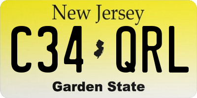 NJ license plate C34QRL