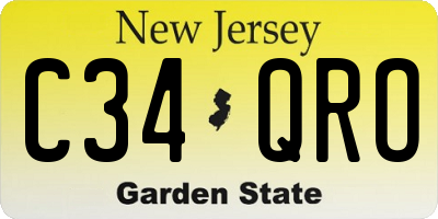 NJ license plate C34QRO