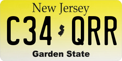 NJ license plate C34QRR