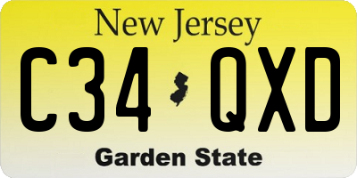 NJ license plate C34QXD