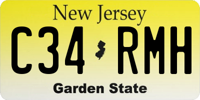 NJ license plate C34RMH