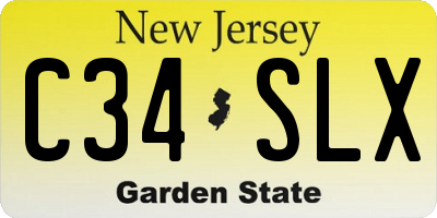 NJ license plate C34SLX