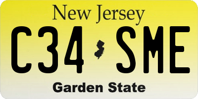 NJ license plate C34SME