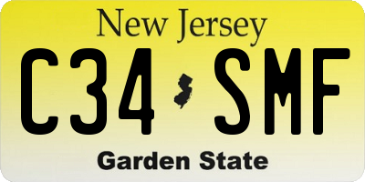 NJ license plate C34SMF