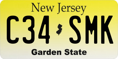 NJ license plate C34SMK