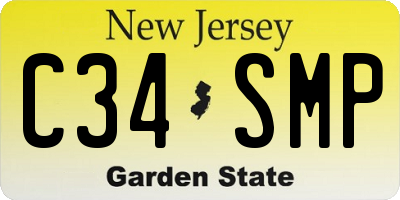 NJ license plate C34SMP