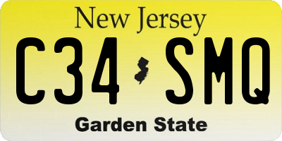 NJ license plate C34SMQ