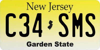 NJ license plate C34SMS