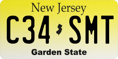 NJ license plate C34SMT