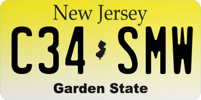 NJ license plate C34SMW