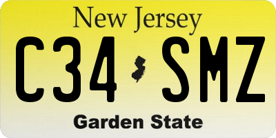 NJ license plate C34SMZ