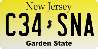 NJ license plate C34SNA