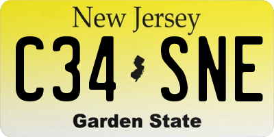 NJ license plate C34SNE