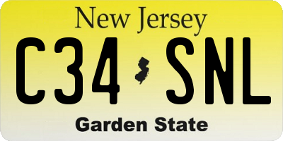 NJ license plate C34SNL