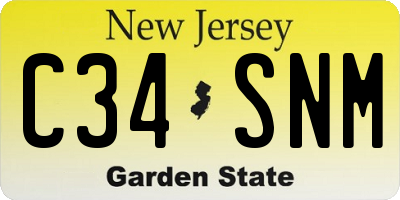 NJ license plate C34SNM