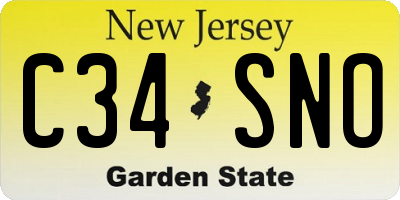 NJ license plate C34SNO