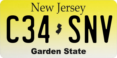 NJ license plate C34SNV