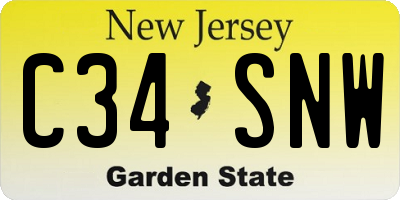 NJ license plate C34SNW