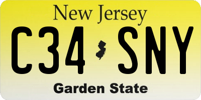 NJ license plate C34SNY