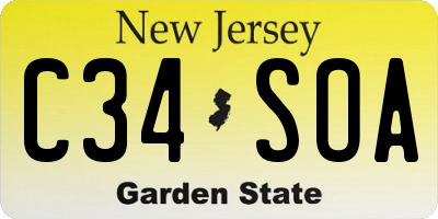 NJ license plate C34SOA