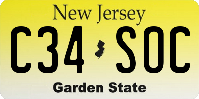 NJ license plate C34SOC