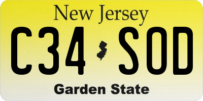 NJ license plate C34SOD