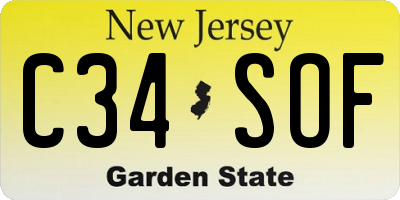 NJ license plate C34SOF