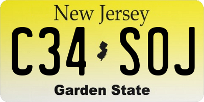 NJ license plate C34SOJ
