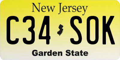 NJ license plate C34SOK