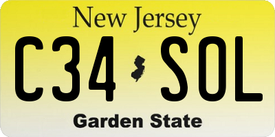 NJ license plate C34SOL