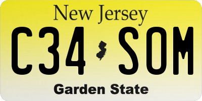 NJ license plate C34SOM