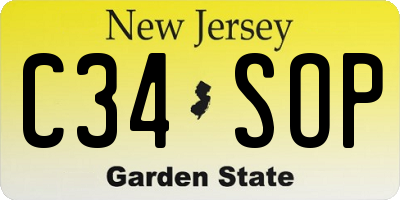 NJ license plate C34SOP