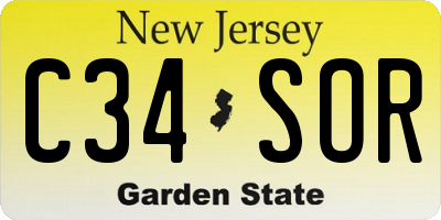 NJ license plate C34SOR