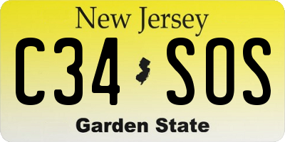 NJ license plate C34SOS