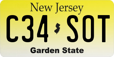 NJ license plate C34SOT