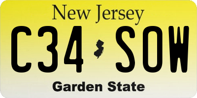 NJ license plate C34SOW