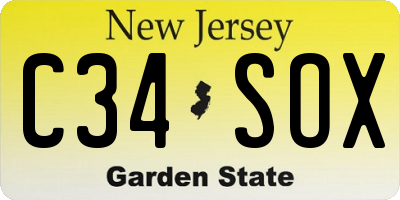NJ license plate C34SOX