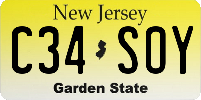 NJ license plate C34SOY