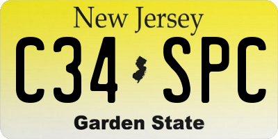 NJ license plate C34SPC