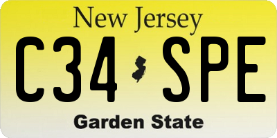 NJ license plate C34SPE