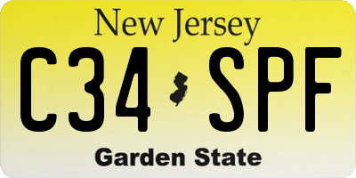 NJ license plate C34SPF